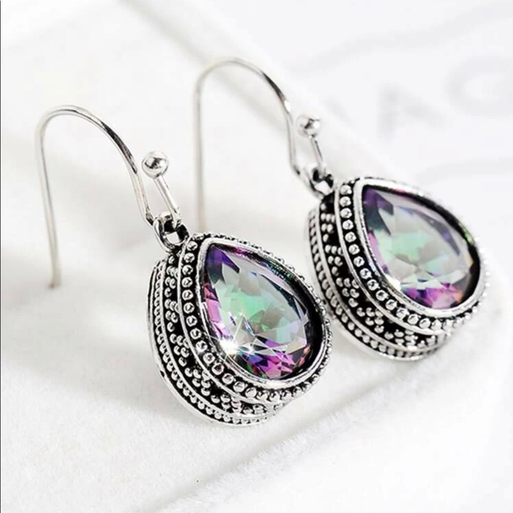 🎉HP🎉 🦋 3/$24 925 Silver Vintage-inspired mystic topaz earrings / NWOT - Picture 5 of 7